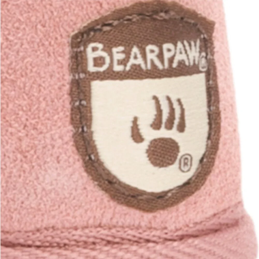 NWT BEARPAW Toddler Jessica Pink Suede Real Leather Booties with Faux-Fur Lining